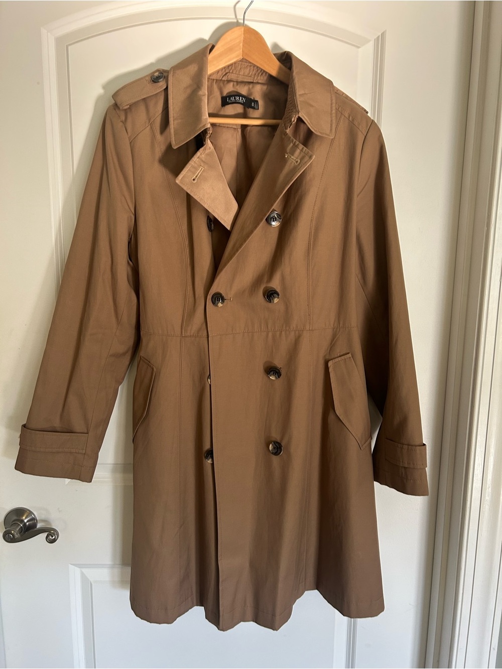 Lauren Ralph Lauren Wome’s Tan Double-Breasted Trench Coat XL